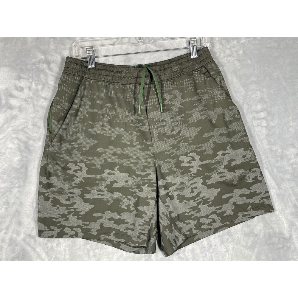 Lululemon Pace Breaker Mens Green Camo Athletic Running Training Shorts Size L